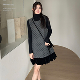 (有现货)两件套丝绒拼接波点背心连衣裙直筒秋冬B280-P155-K205,女装连衣裙,浙宝280, (有现货)两件套丝绒拼接波点背心连衣裙直筒秋冬B280-P155-K205,女装连衣裙,浙宝280,