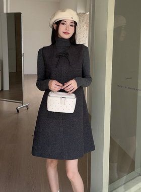 两件套蝴蝶结套装背心连衣裙显瘦针织尼料8827-B280-P145-K205