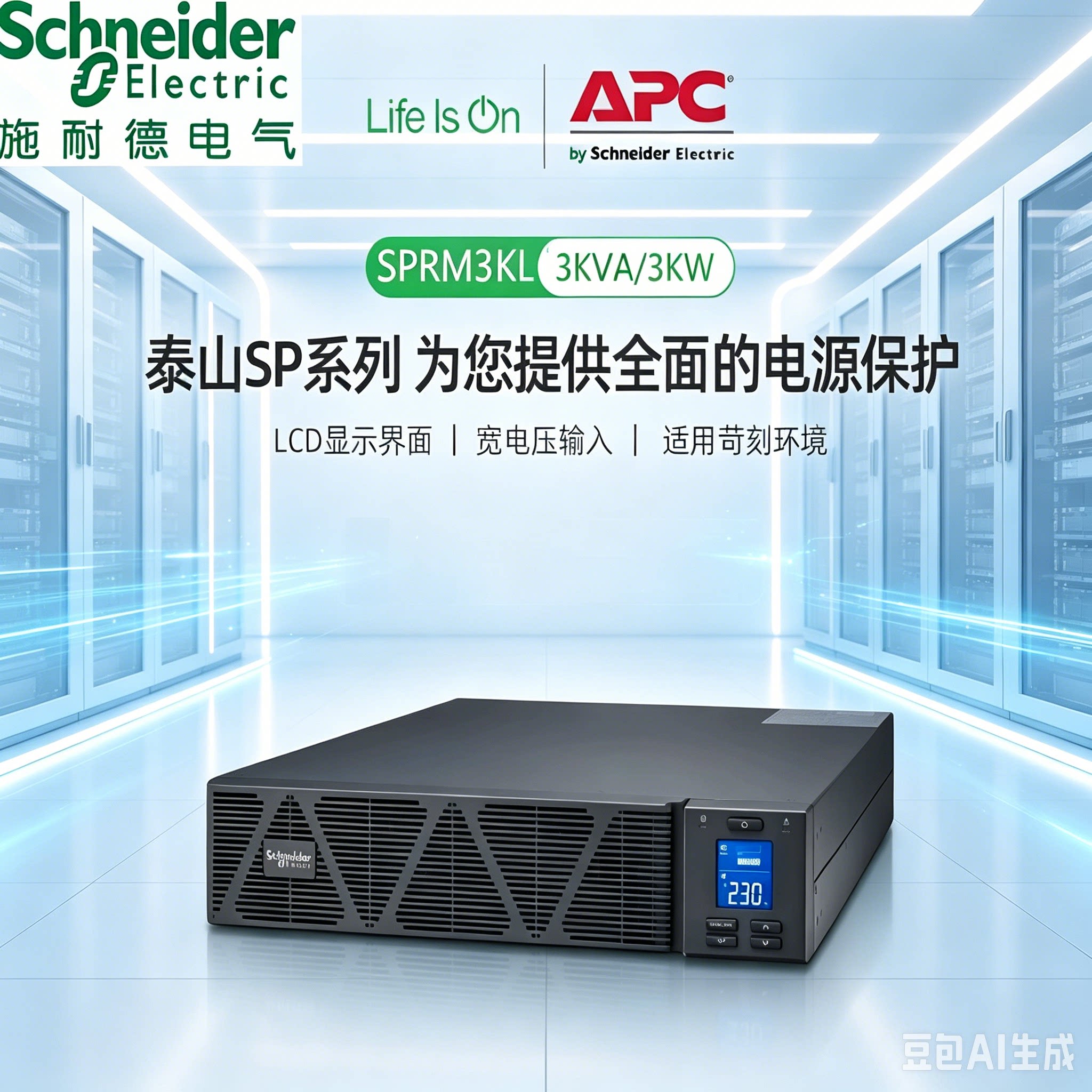 施耐德UPS电源 SPRM3K SPRM3KL用于服务器续航稳压 SPRM72BP-9AH