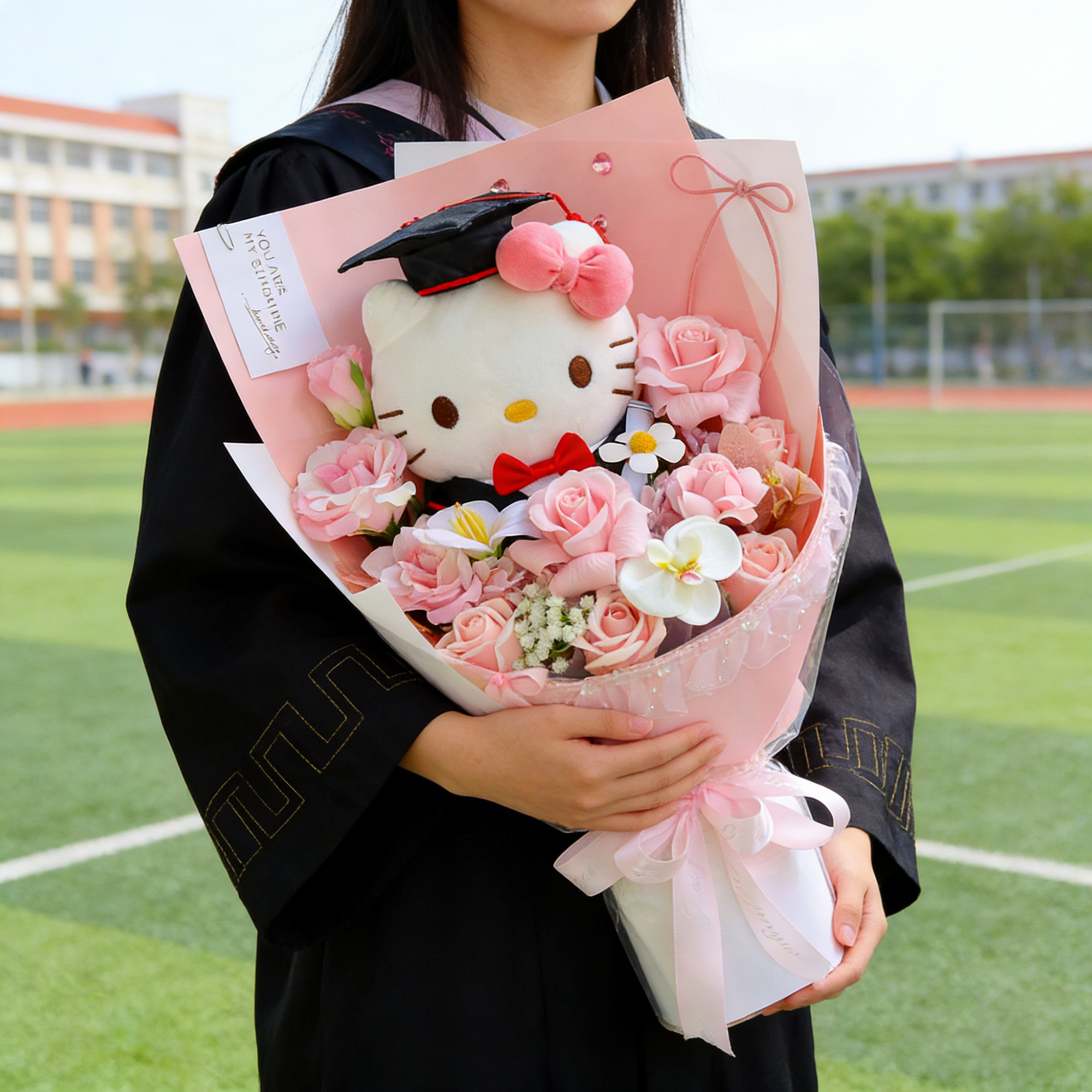 凯蒂猫kitty公仔卡通花束仿真玫瑰花创意特别生日礼物毕业照纪念