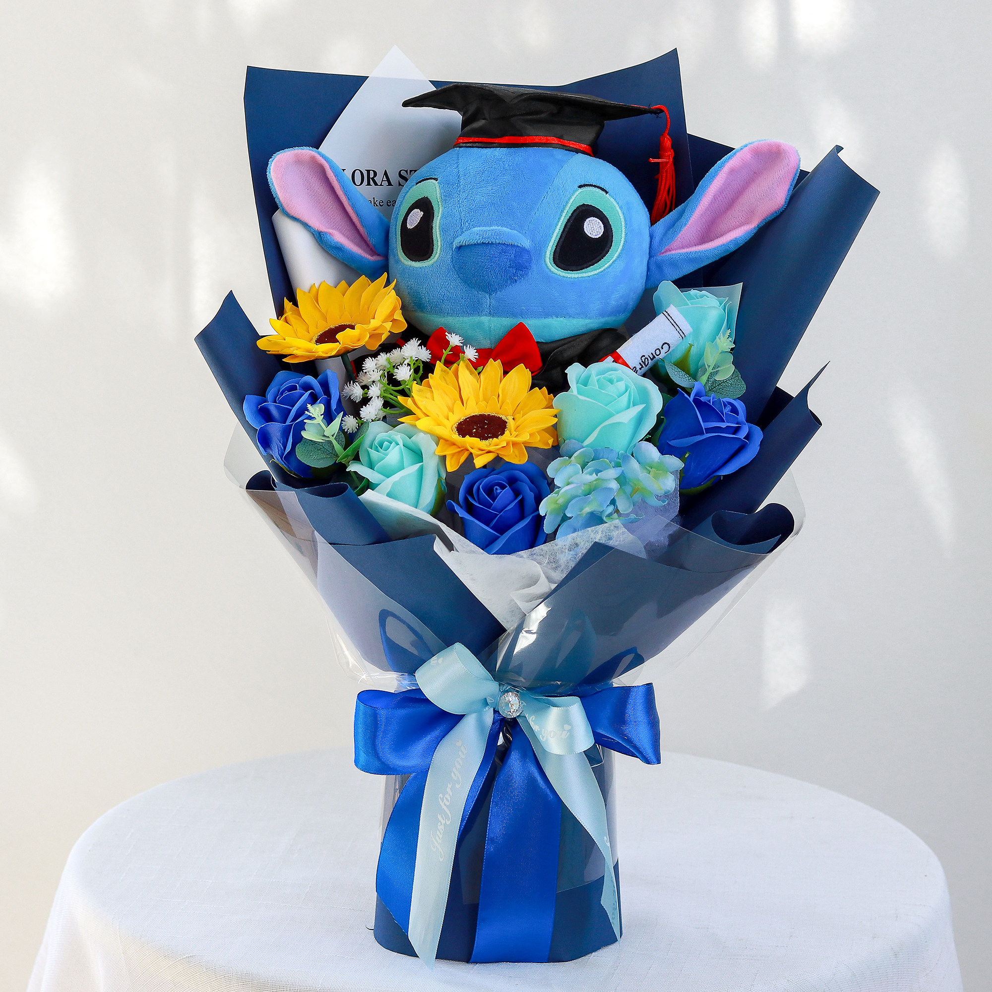 卡通花束史迪仔手办玩偶毛绒公仔香皂玫瑰花生日礼品女朋友同学