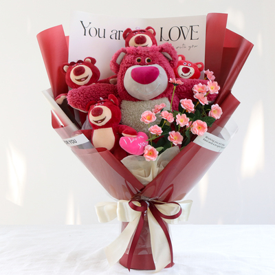 卡通花束生日礼物草莓熊送女朋友