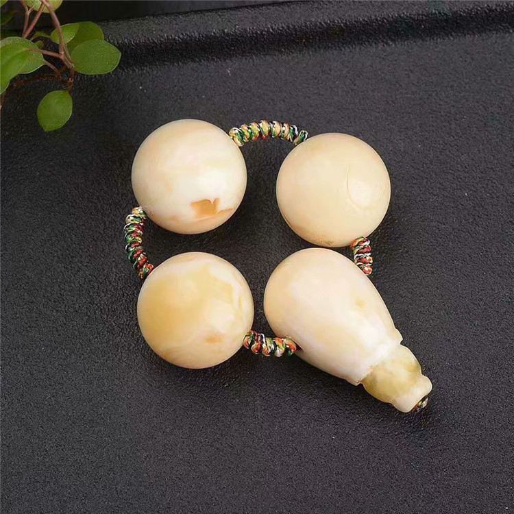 纯天然琥珀蜜蜡鸡油黄瓷白花蜜圆珠锁骨链手串散珠子一体三通套装