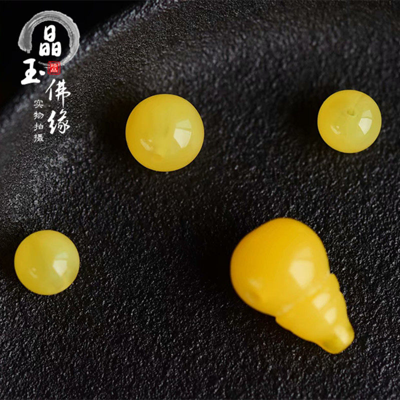 星月菩提配饰蜜蜡三通佛头套装一体手串琥珀顶珠藏式腰珠天然圆珠