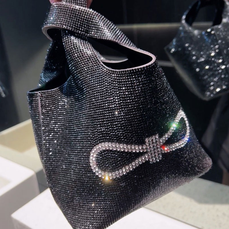 黑钻蝴蝶结水桶包满钻菜篮背心包