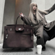 中古麂皮大铂金包2026新款 通勤背包旅行手提托特包磨砂软皮双肩包