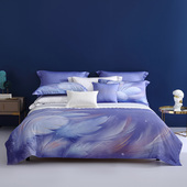 水星家纺 全棉60支四件套100纯棉简约被套四季 用紫色高端1.8m床品