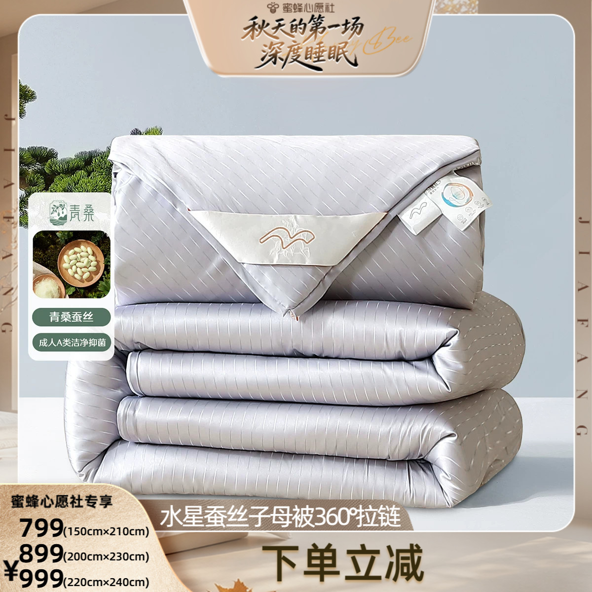 水星家纺A类抑菌蚕丝二合一被