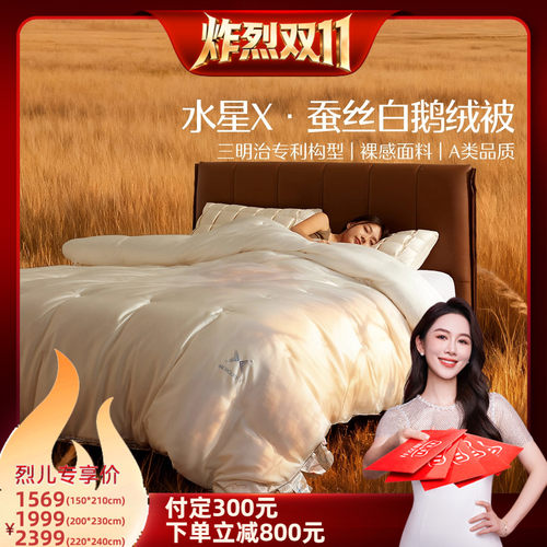 水星家纺95白鹅绒蚕丝被