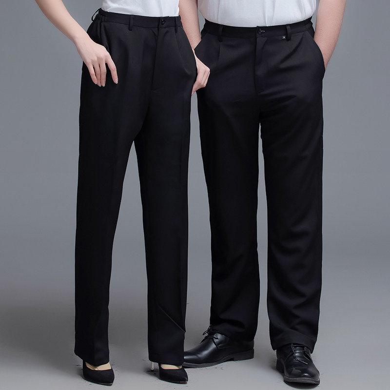 厨师工作裤男宽松餐饮酒店服务员黑色工裤加厚秋冬款职业厨房西裤