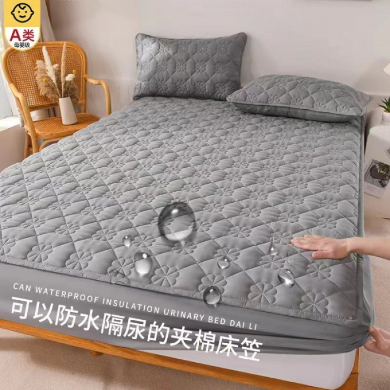 100%防水保潔墊防水床單人雙人加大特大床包式 素色床包組