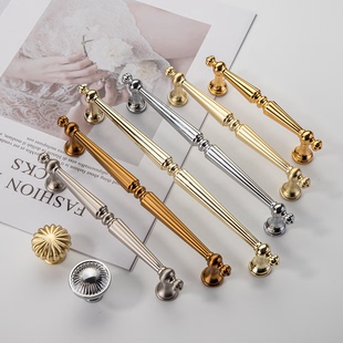 法式复古铜拉丝柜门拉手简约轻奢家用橱柜衣柜柜子抽屉门把手手柄