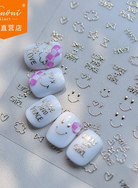 新款tomoni烫金美甲贴纸 爆款手工diy指甲贴工厂批发笑脸贴纸4188