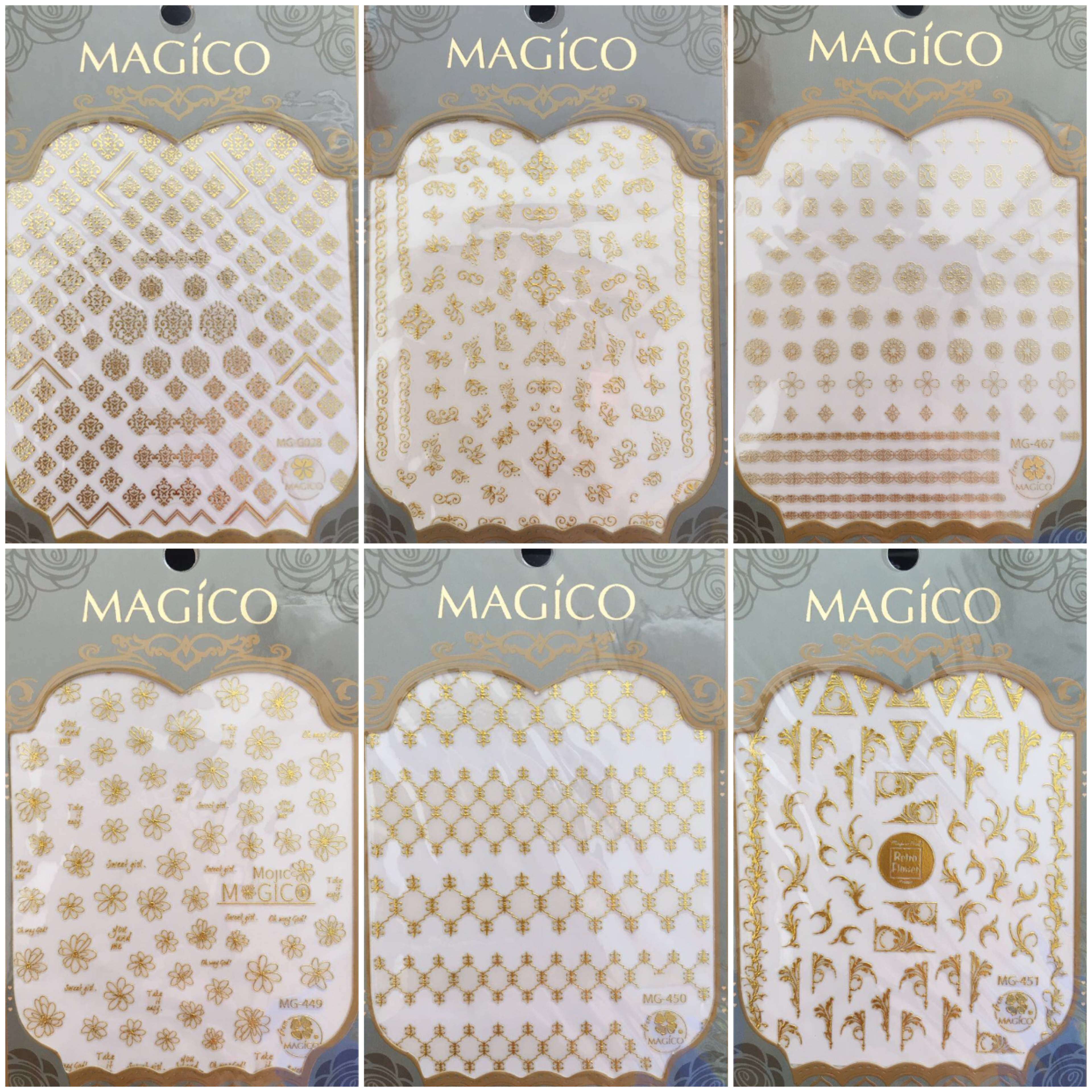 magico茉季超薄背胶贴纸 复古金色花纹 金色线条花朵全屏克罗心