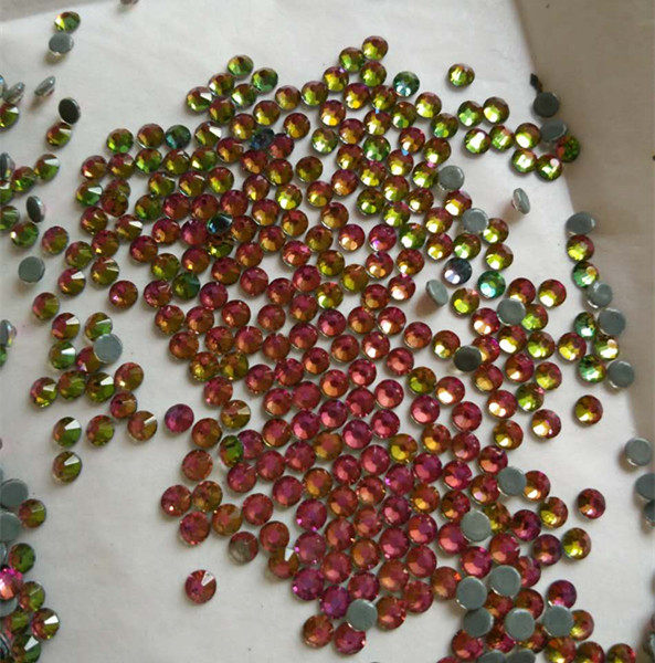 五彩火山石火焰钻 圆形平底仿捷克钻 烫底钻 不易掉底