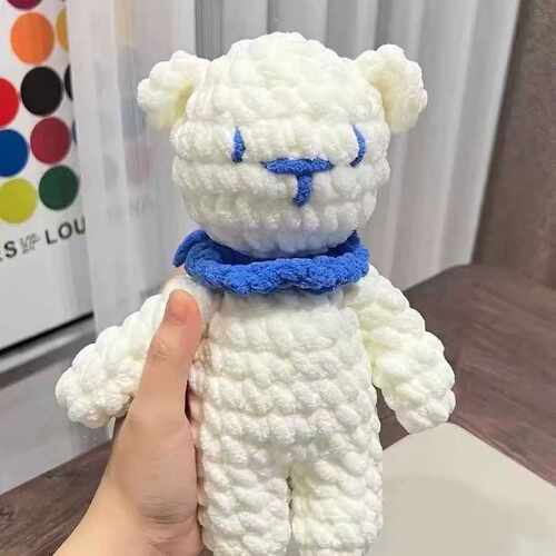 手工DIY钩针材料包冰条小熊玩偶摆挂件情侣冰条线送女友可爱礼物