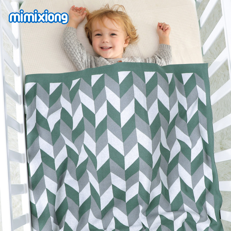 ins新款针织纯棉菱形婴儿盖毯婴儿童成人办公室午睡沙发毯