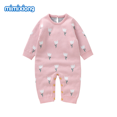 春秋纯棉幼儿连体衣哈衣新生婴儿男女哈衣长袖爬服