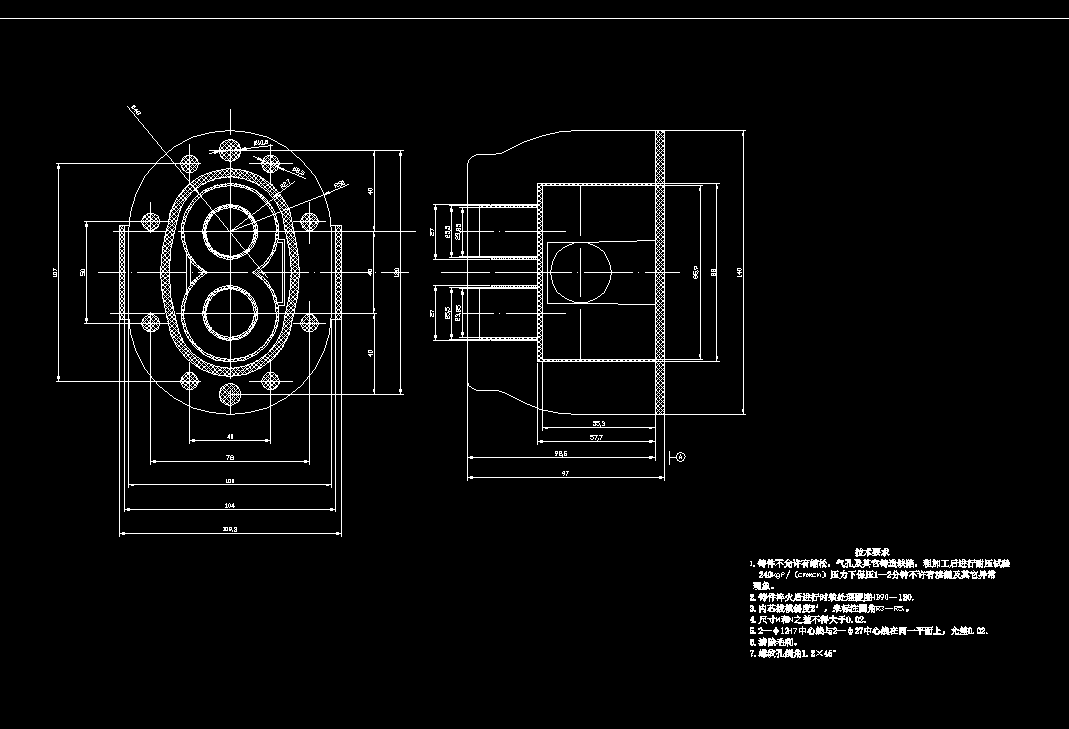 cbf-e40齿轮泵泵体的机械加工工艺设计2d图机械cad素材