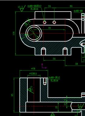 底座的工艺规程及攻4XM8-6H的夹具设计2D图机械CAD素材