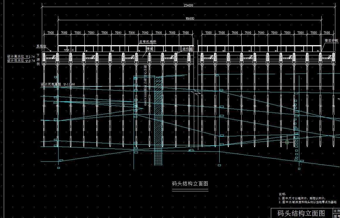 港件杂货港区总平面布置与码头结构设计2d图机械cad素材
