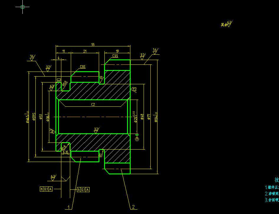 汽车两轴式四档变速器设计2d图机械cad素材