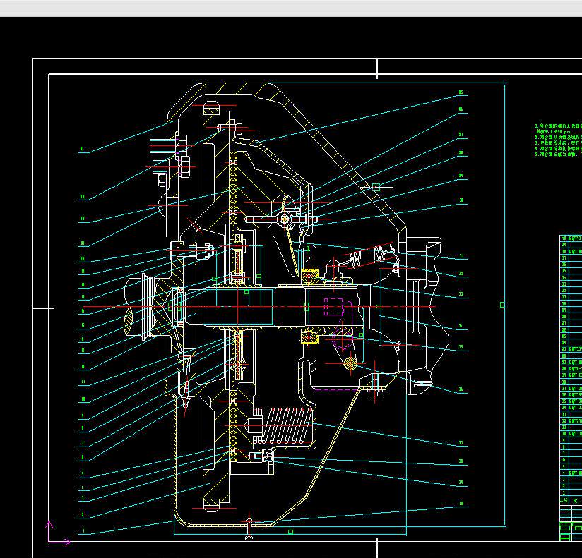单片周置弹簧离合器图设计2d图机械cad素材