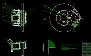 盘式制动器制动系设计2D图机械CAD图纸