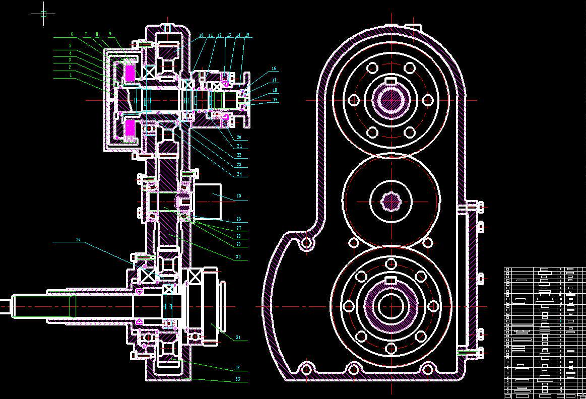 前置式发动机夹钳取力器的设计2d图机械cad素材