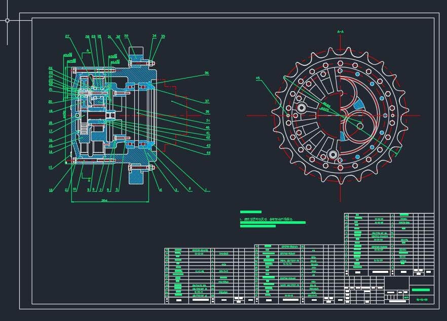 轮边减速器设计2d图机械cad 说明素材
