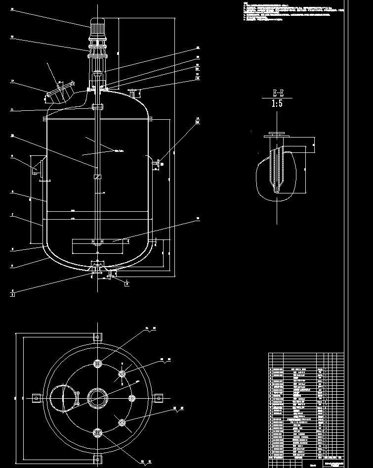 8m3搅拌式反应釜设计2d图机械素材