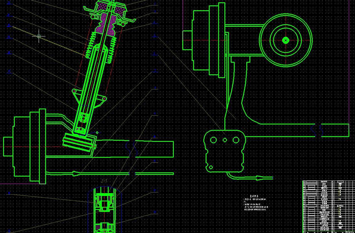 桑塔纳2000前后悬架结构设计2d图机械cad素材
