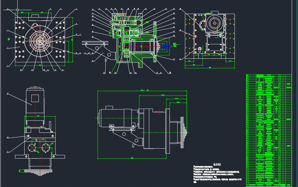 锥齿轮铣齿机刀具箱传动系统设计2d图机械cad 说明素材