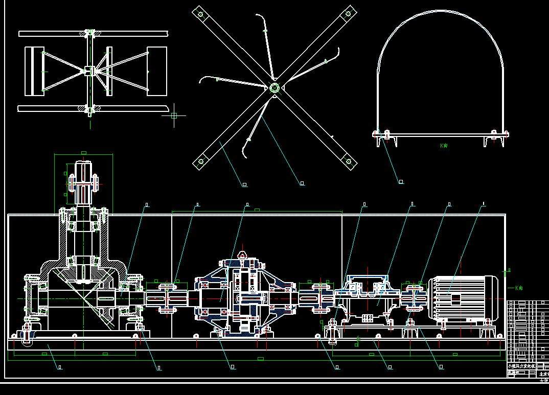 小型风力发电机总体结构的设计2d图机械cad素材