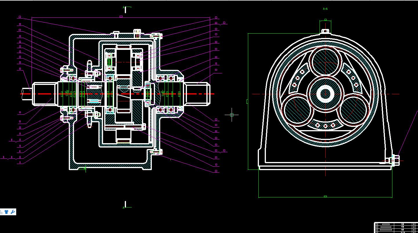 混合动力客车传动系统设计2D图机械CAD素材