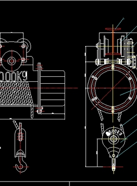 3t单钩移动电动葫芦设计2D图机械CAD+说明图纸