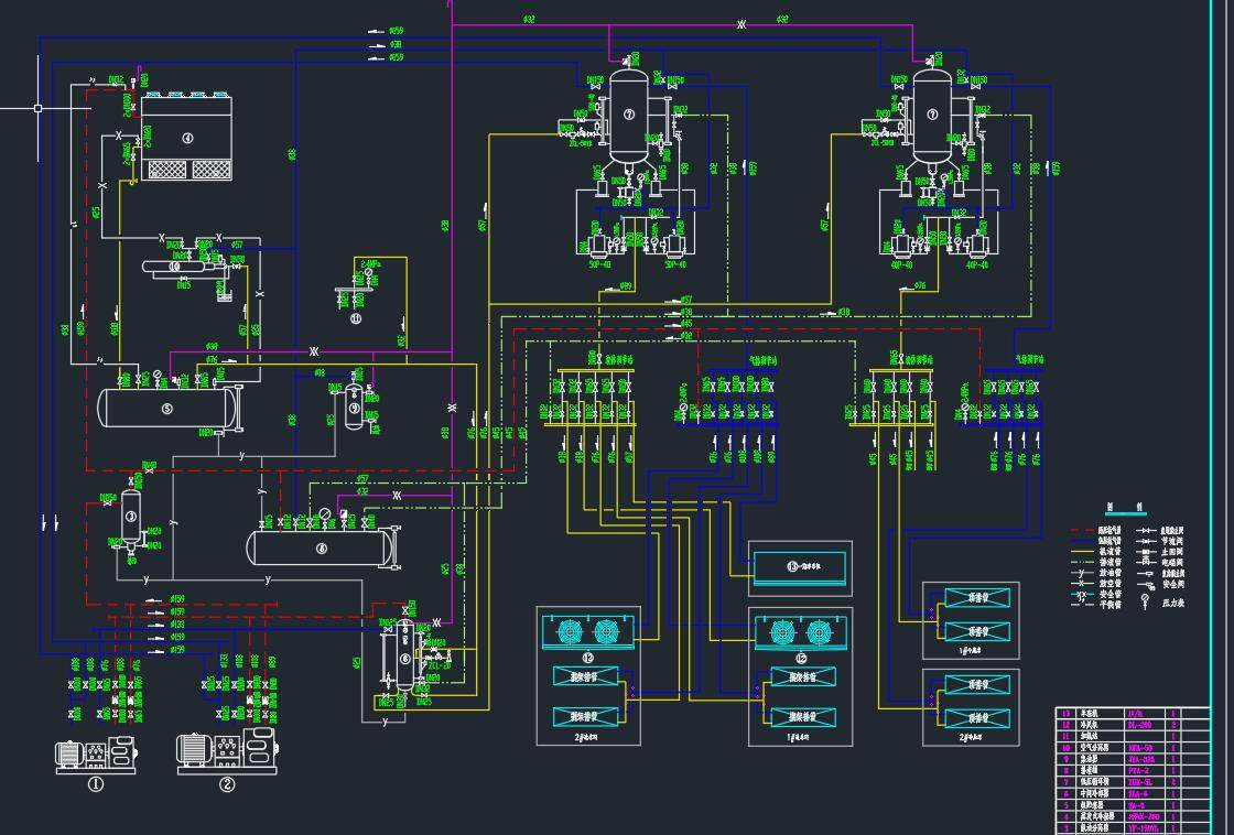 小型氨制冷系统冷库设计2d图机械cad 说明素材