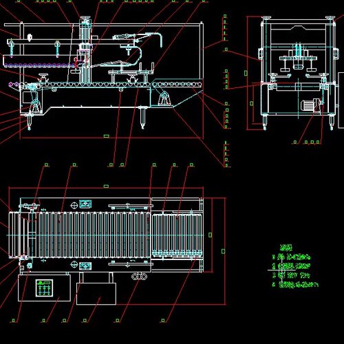 高速封箱机技术图纸2D图机械CAD+说明图纸