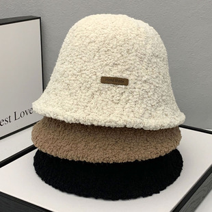2025新款渔夫帽女秋冬大头围显脸小毛绒帽子女韩版百搭水桶帽保暖