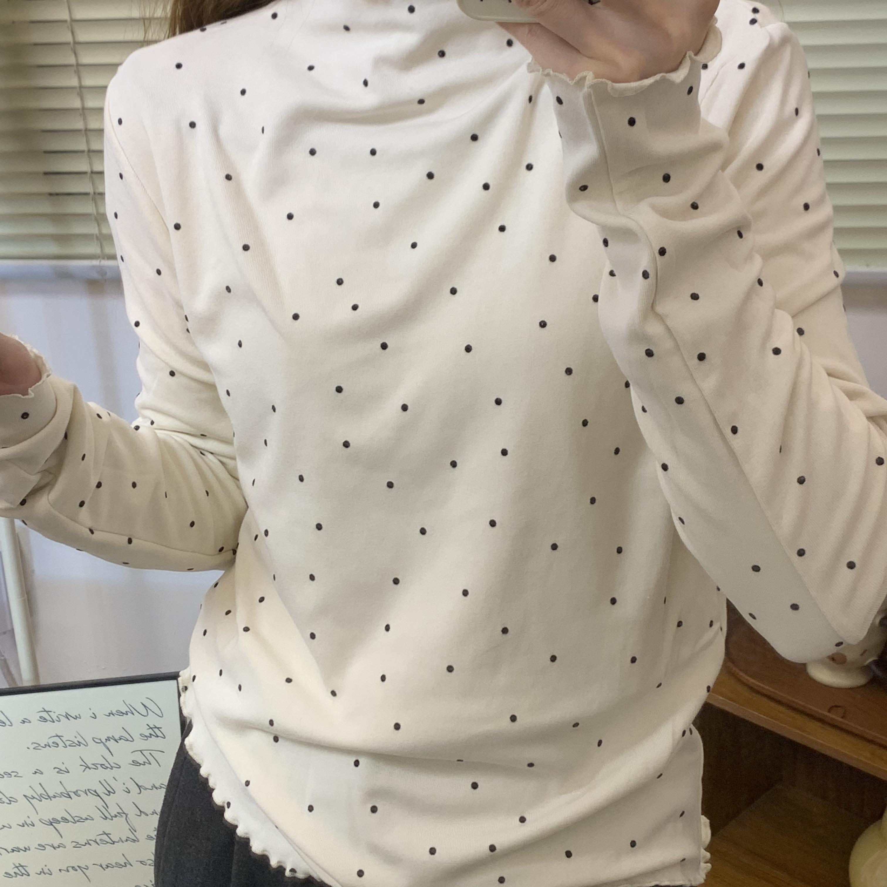 木耳边2024新款秋冬半高领长袖
