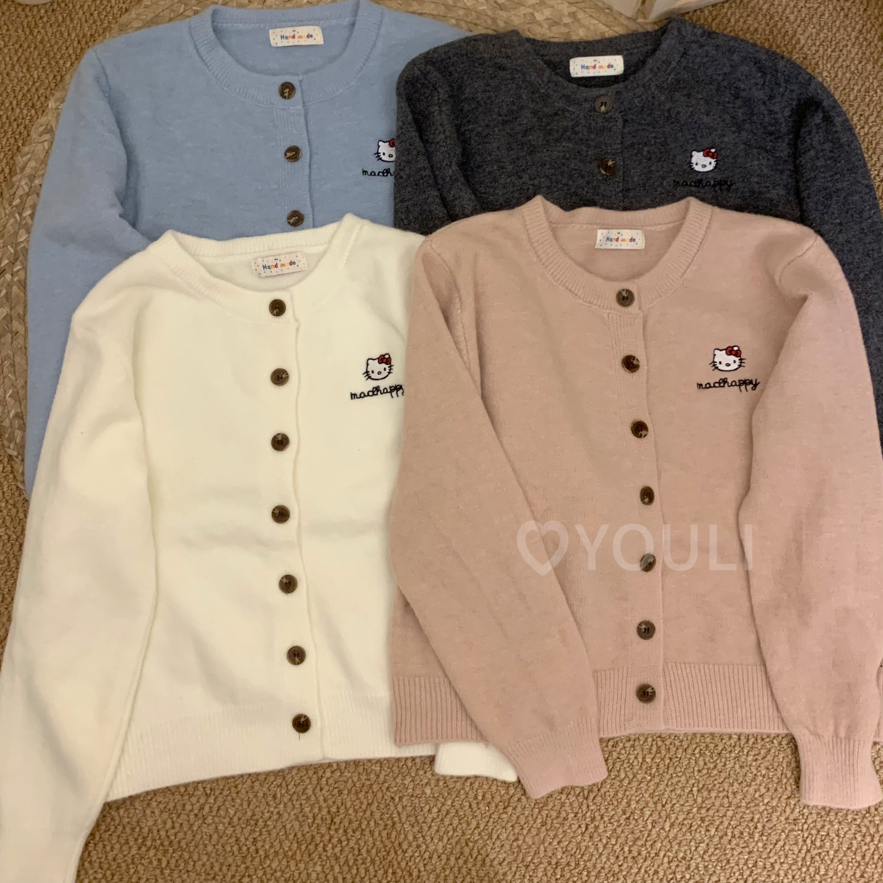 YOULI尤梨韩系复古设计感针织开衫女宽松甜美风学生春季新款毛衣,女装/女士精品,毛针织衫,淘宝优惠券,粉丝福利购,淘宝优惠卷