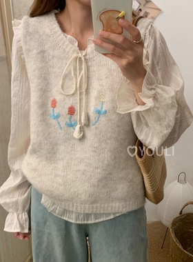 YOULI尤梨韩系简约百搭显瘦针织马甲女2025秋季新款叠穿背心