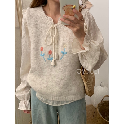YOULI尤梨韩系简约百搭显瘦针织马甲女2025秋季新款叠穿背心