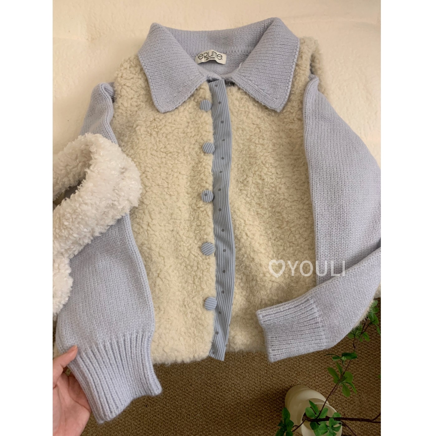 YOULI尤梨韩系复古毛绒马甲