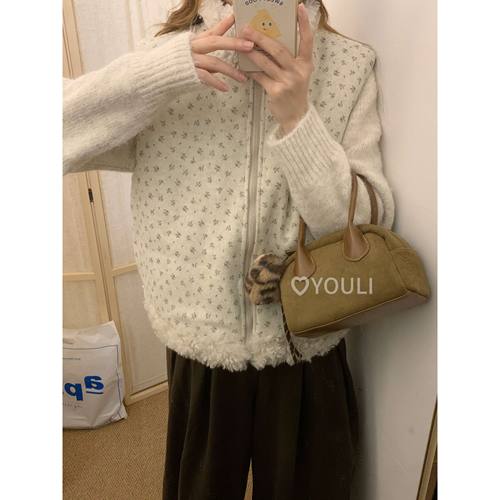 YOULI尤梨韩系复古双面穿碎花马甲女宽松慵懒风加厚保暖百搭背心