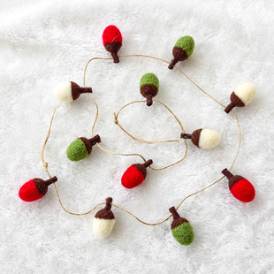 诺琪 圣诞节装饰品圣诞球串羊毛毡橡果松果串diy圣诞树装饰挂件