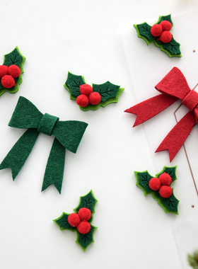 诺琪圣诞节装饰品圣诞蝴蝶结绿叶红果diy圣诞树花环装饰品配件