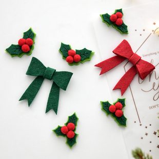 诺琪圣诞节装饰品圣诞蝴蝶结绿叶红果diy圣诞树花环装饰品配件