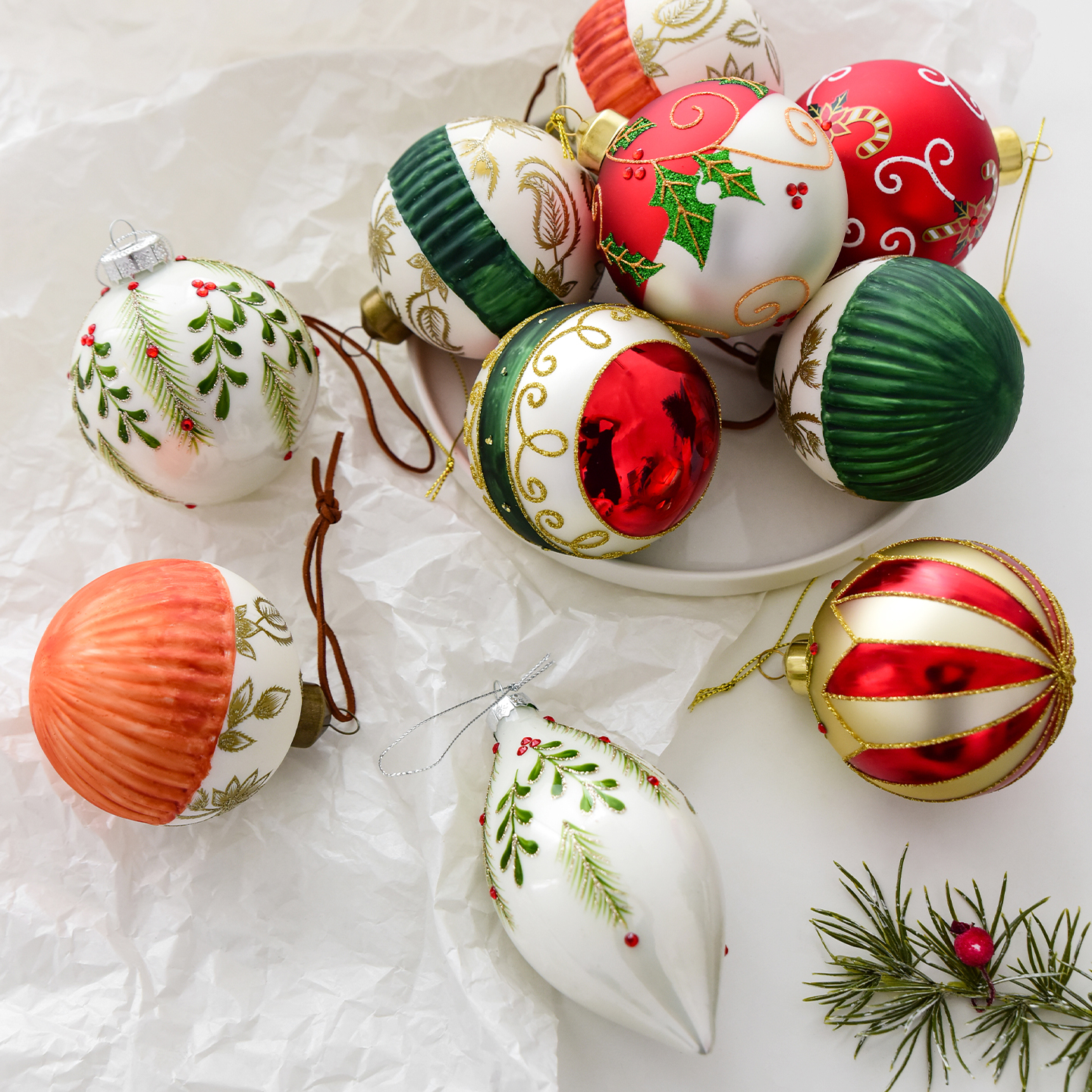 诺琪圣诞节装饰玻璃球圣诞树挂件彩绘圣诞球挂饰圣诞装饰品