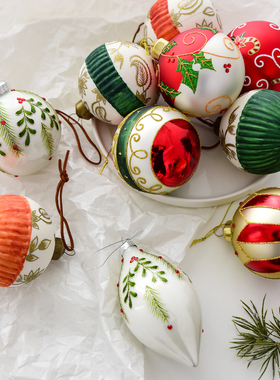 诺琪圣诞节装饰玻璃球圣诞树挂件彩绘圣诞球挂饰圣诞装饰品